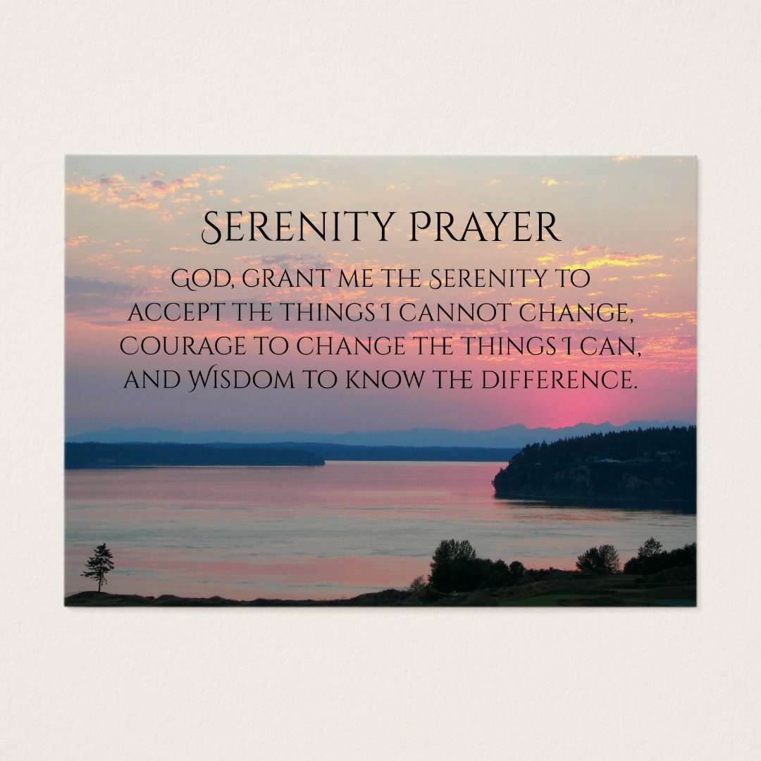 Serenity Prayer Pink Seascape Sunset Profile Card | Zazzle