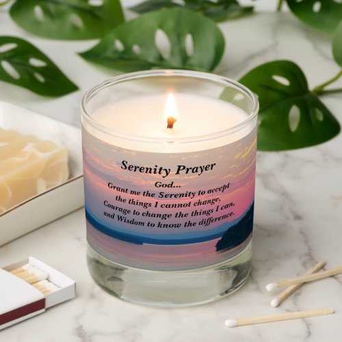 Serenity Prayer Pink Seascape Sunset Scented Candle