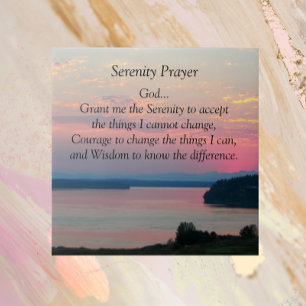 Serenity Prayer Pink Seascape Sunset Tile