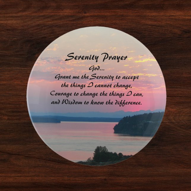 Serenity Prayer Pink Seascape Sunset Trinket Tray (In Situ)