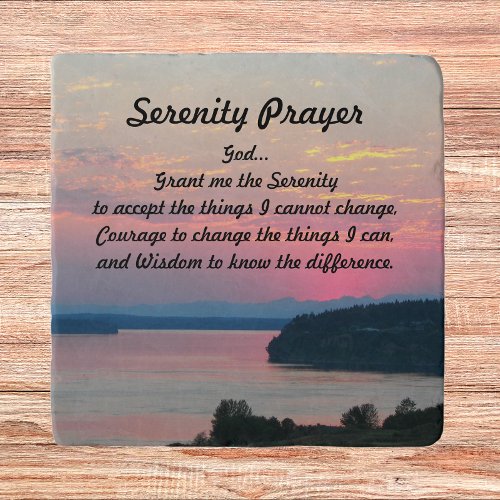Serenity Prayer Pink Seascape Sunset Trivet