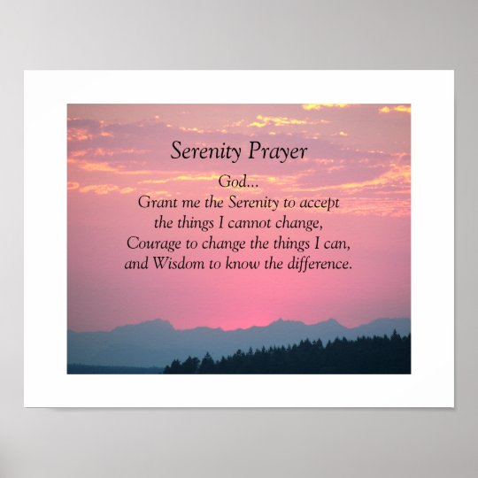 Serenity Prayer Pink Sunset Poster | Zazzle.com