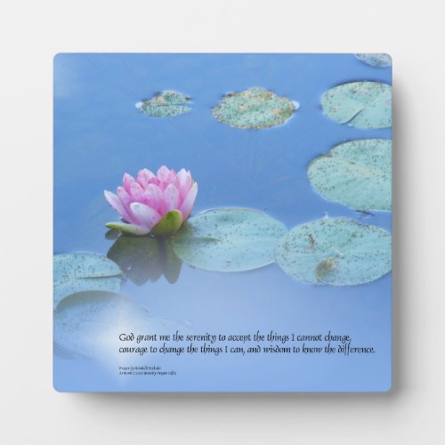 Serenity Prayer Pink Water Lily Plaque