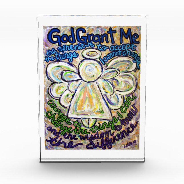 Serenity Prayer Poem Angel Art Paperweight Acrylic Award (Front)