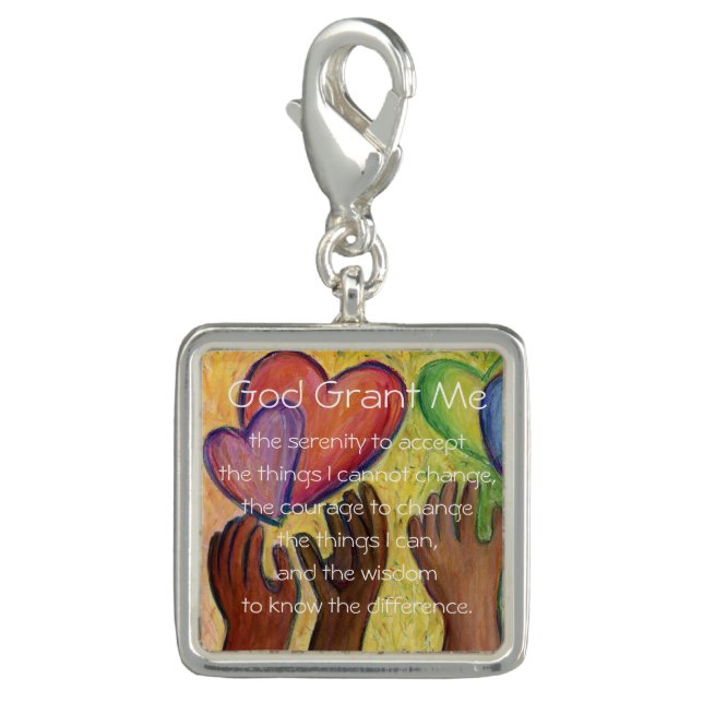 Serenity Prayer Poem Hearts Pendant Jewelry Charm (Front)