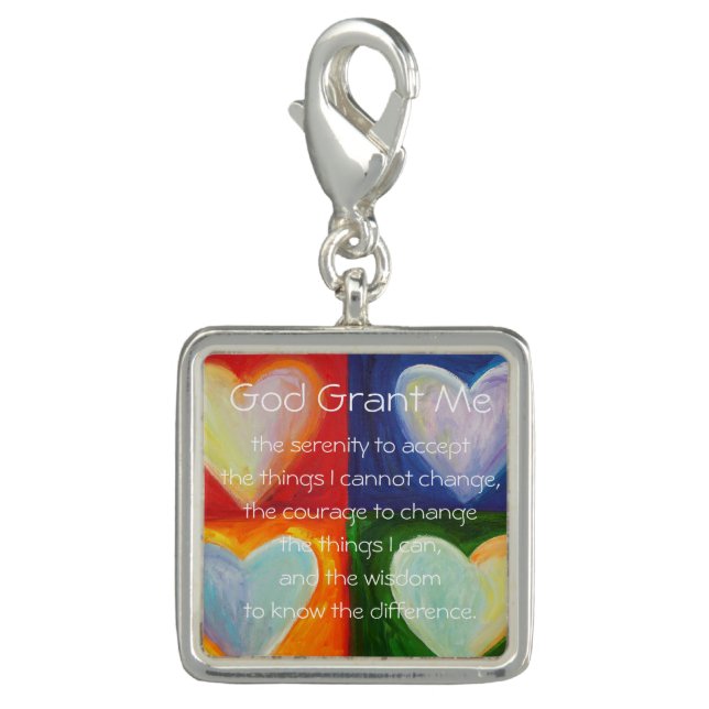 Serenity Prayer Poem Hearts Pendant Jewelry Charm (Front)