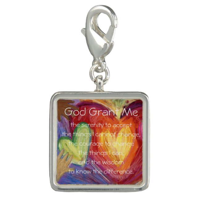 Serenity Prayer Poem Hearts Pendant Jewelry Charm (Front)