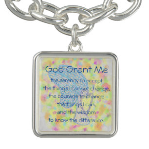 Serenity Prayer Poem Hearts Pendant Jewelry Charm Bracelet