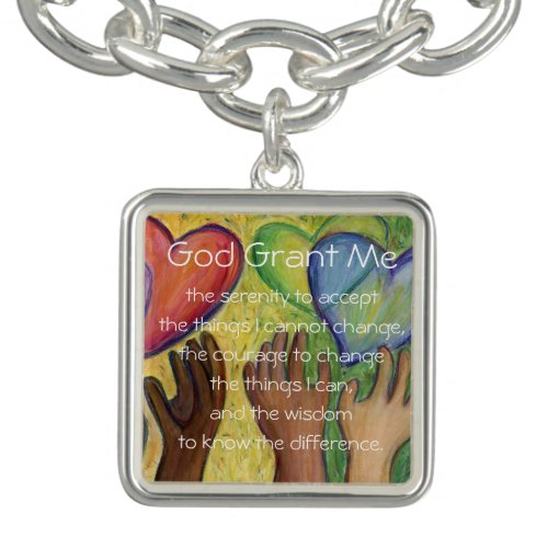 Serenity Prayer Poem Hearts Pendant Jewelry Charms Bracelet