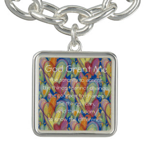 Serenity Prayer Poem Hearts Pendant Jewelry Charms Bracelet
