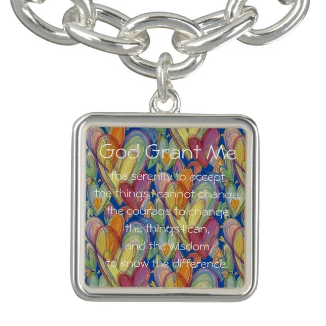 Serenity Prayer Poem Hearts Pendant Jewelry Charms Bracelet (Design)