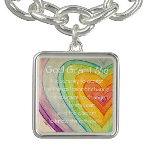 Serenity Prayer Poem Hearts Pendant Jewelry Charms Bracelet