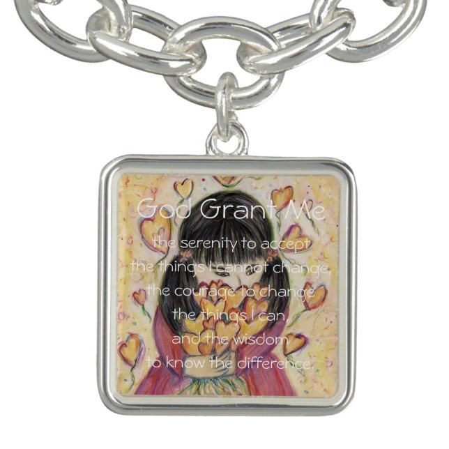 Serenity Prayer Poem Hearts Pendant Jewelry Charms Bracelet (Design)