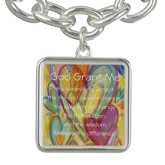 Serenity Prayer Poem Hearts Pendant Jewelry Charms Bracelet (Design)