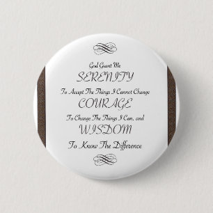 serenity prayer poem with metallic gold trim button