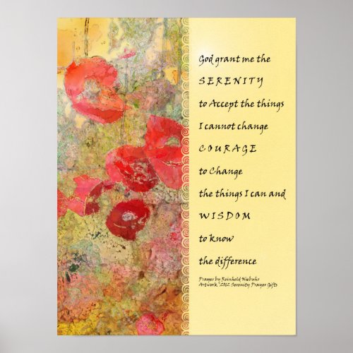 Serenity Prayer Poppies Abstract Poster