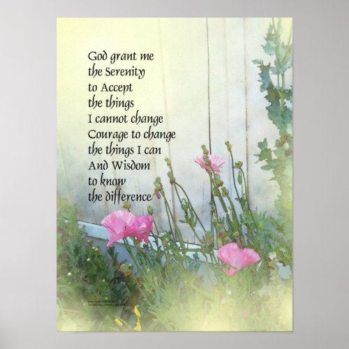 Serenity Prayer Poppies by the Shed Poster