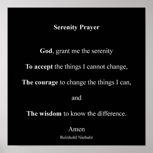 Serenity Prayer Poster (Front)