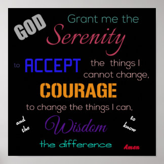 Serenity Prayer Poster, Black multi color Poster