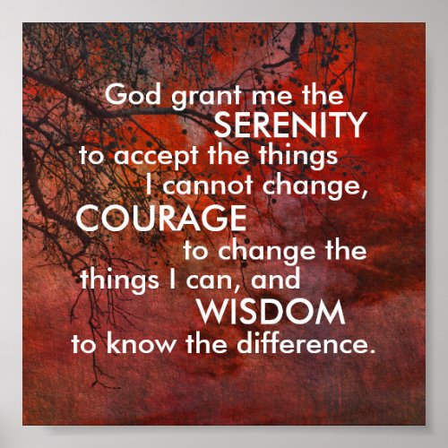 Serenity prayer poster bold gray and white quote