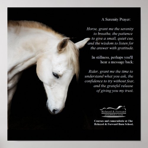 Serenity Prayer Poster for Horses and Humans