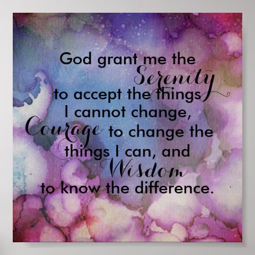 Serenity prayer poster quote abstract watercolor