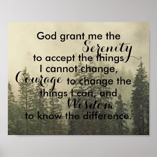 Serenity prayer poster quote nature design