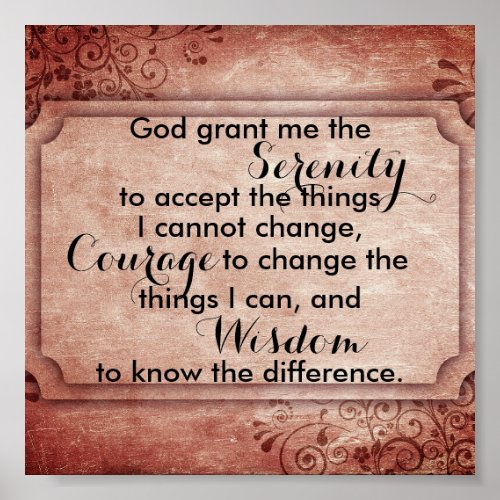 Serenity prayer poster quote vintage style