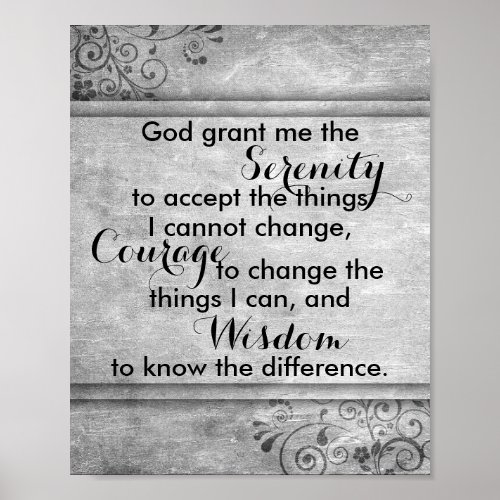 Serenity prayer poster quote vintage style