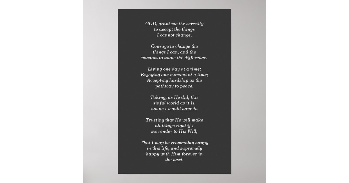 serenity prayer print zazzlecom