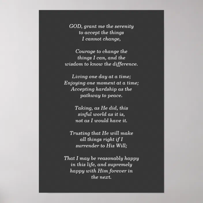 serenity prayer print zazzle com