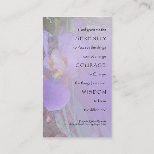 Serenity Prayer Purple Iris Profile Card
