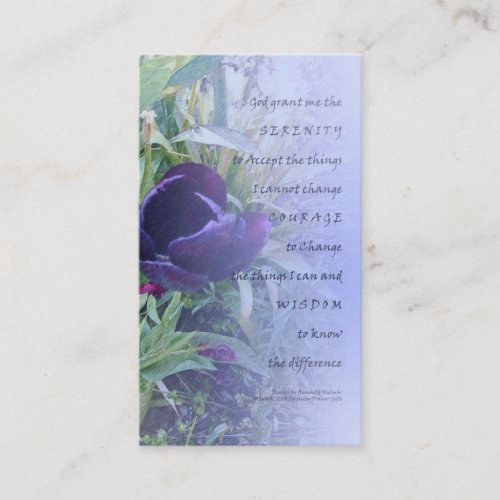 Serenity Prayer Purple Tulip Profile Card