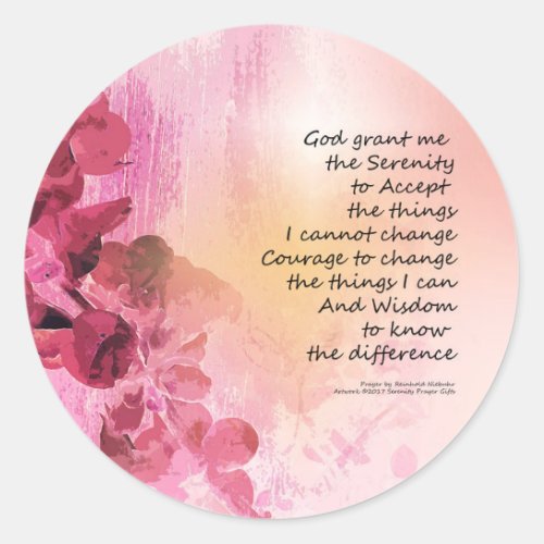 Serenity Prayer Quince Fence 3 Pink Classic Round Sticker