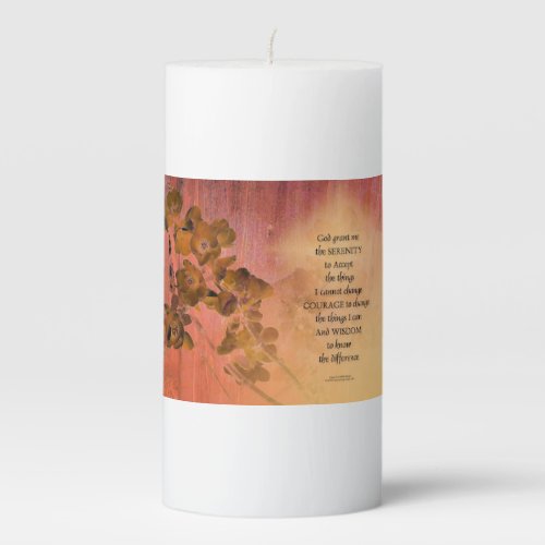 Serenity Prayer Quince Fence One Pillar Candle