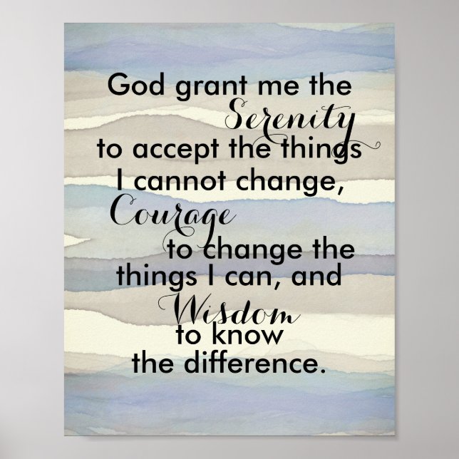 Serenity prayer quote blue gray stripes poster (Front)