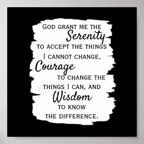 Serenity prayer quote bold black and white poster