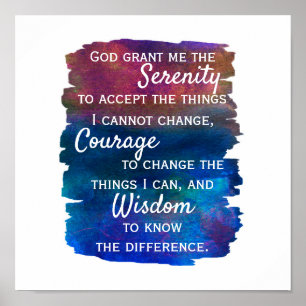 Serenity prayer quote bold paint strokes design poster