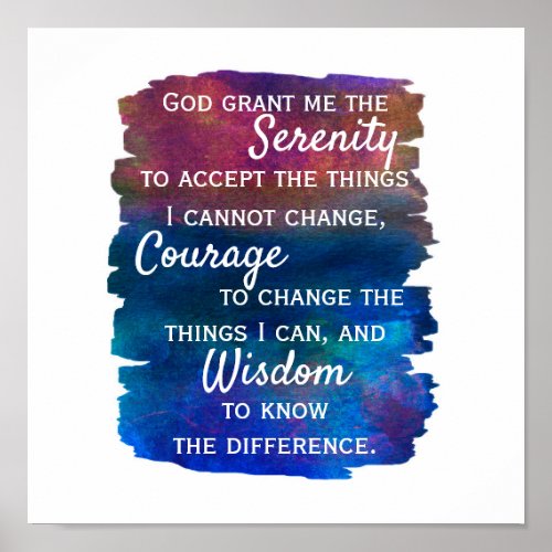 Serenity prayer quote bold paint strokes design poster