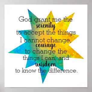 serenity prayer quote colorful star design poster