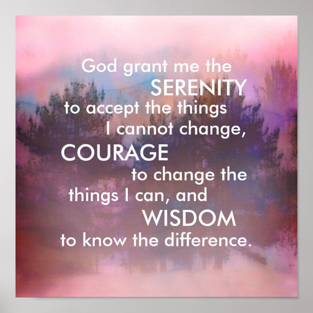 serenity prayer quote nature art purple and blue poster (Front)