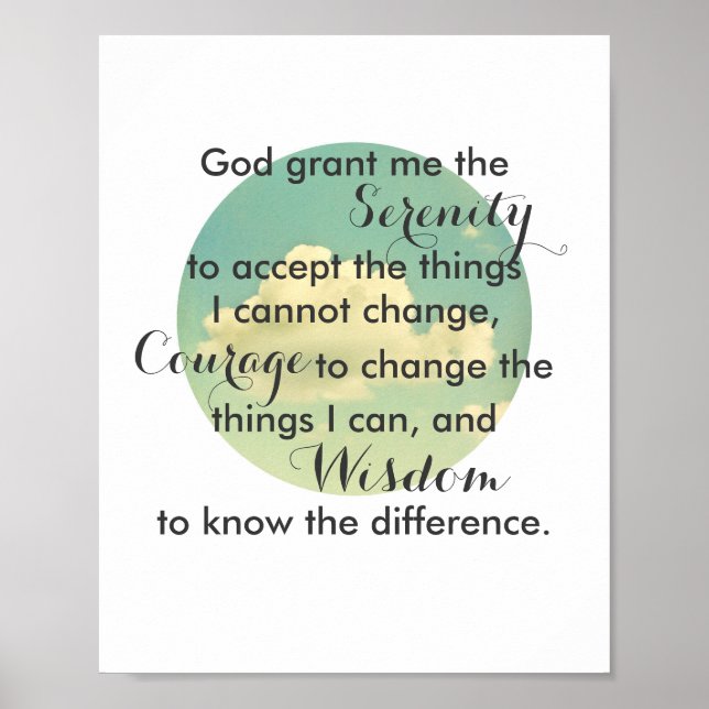Serenity prayer quote  poster nature photo art (Front)