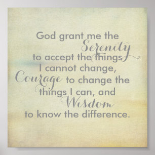 Serenity prayer quote poster vintage style