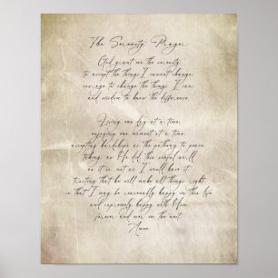 Serenity Prayer Quote Vintage Style Distressed  Poster