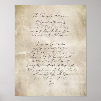 Serenity Prayer Quote Vintage Style Distressed Poster