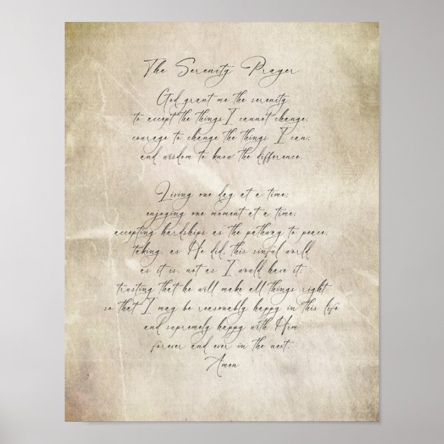 Serenity Prayer Quote Vintage Style Distressed  Poster (Front)
