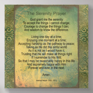 Serenity Prayer Quote Vintage Style Green Acrylic Photo Tile