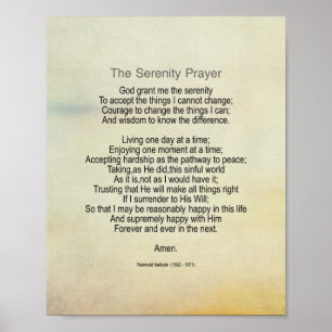 Serenity Prayer Quote Vintage Style  Poster
