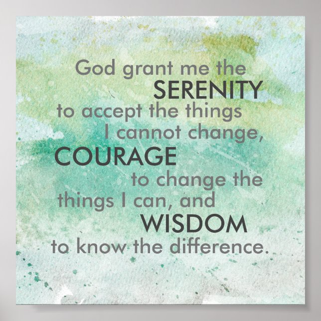 Serenity prayer quote watercolor design wall art (Front)