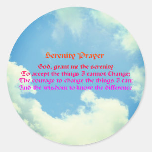 Serenity Prayer Rainbow Blue Sky Inspirational  Classic Round Sticker